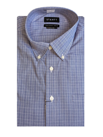 STANTT Navy Prince of Wales Check Casual Button Up Shirt Park Ave Fit 15.5-35/36