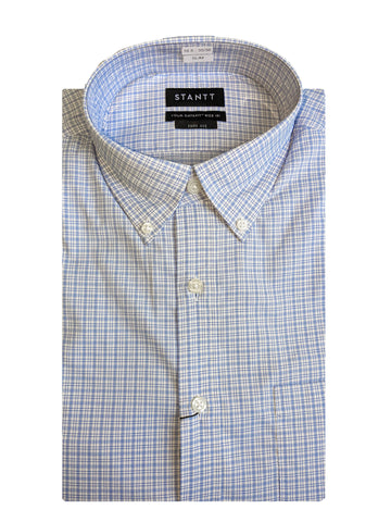 STANTT Blue Sports Check Check Casual Button Up Shirt Park Ave Fit 15.5-35/36