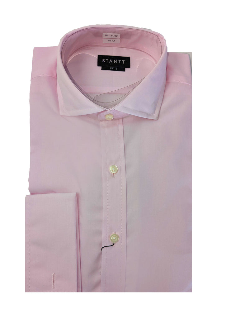 STANTT Men's Light Pink Cutaway French Cuff End on End Shirt Watts Fit 16- 31/32