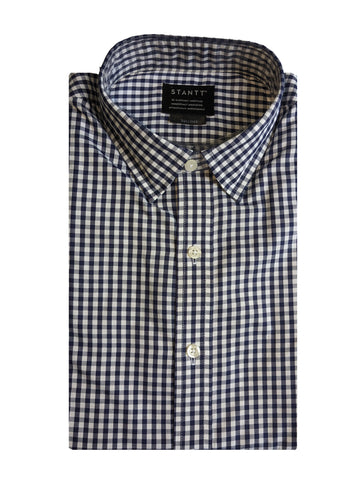 STANTT Navy Gingham Mod Spread Button Up Shirt Sullivan Fit 15-30 Slim