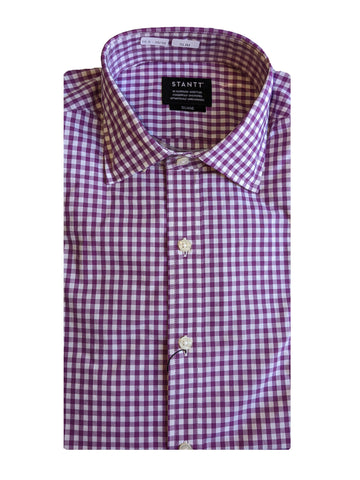 STANTT Men's Purple Gingham Mod Spread Shirt Duane Fit 15.5- 35/36 NEW