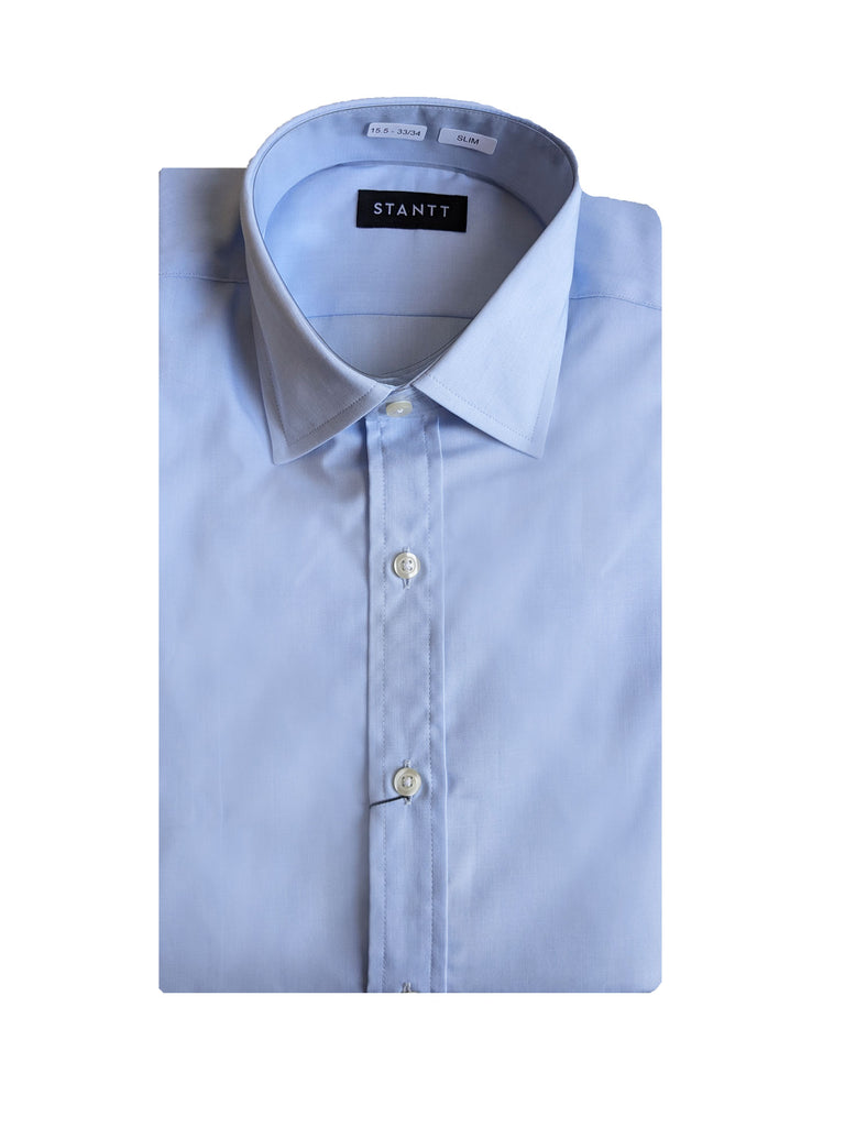 STANTT Men's  Sky Blue End on End Mod Spread Button Up Shirt Stanton Fit NWT