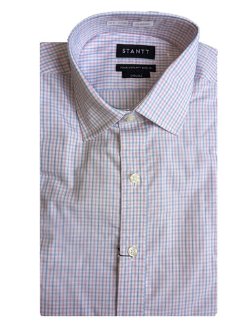 STANTT Blue and Pink Tattersall Mod Spread Button Up Shirt Carlisle Fit 15.5-37/38