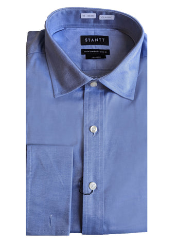 STANTT Men's Blue Mod Spread French Cuff Pinpoint Oxford Jackson Fit Shirt NWT