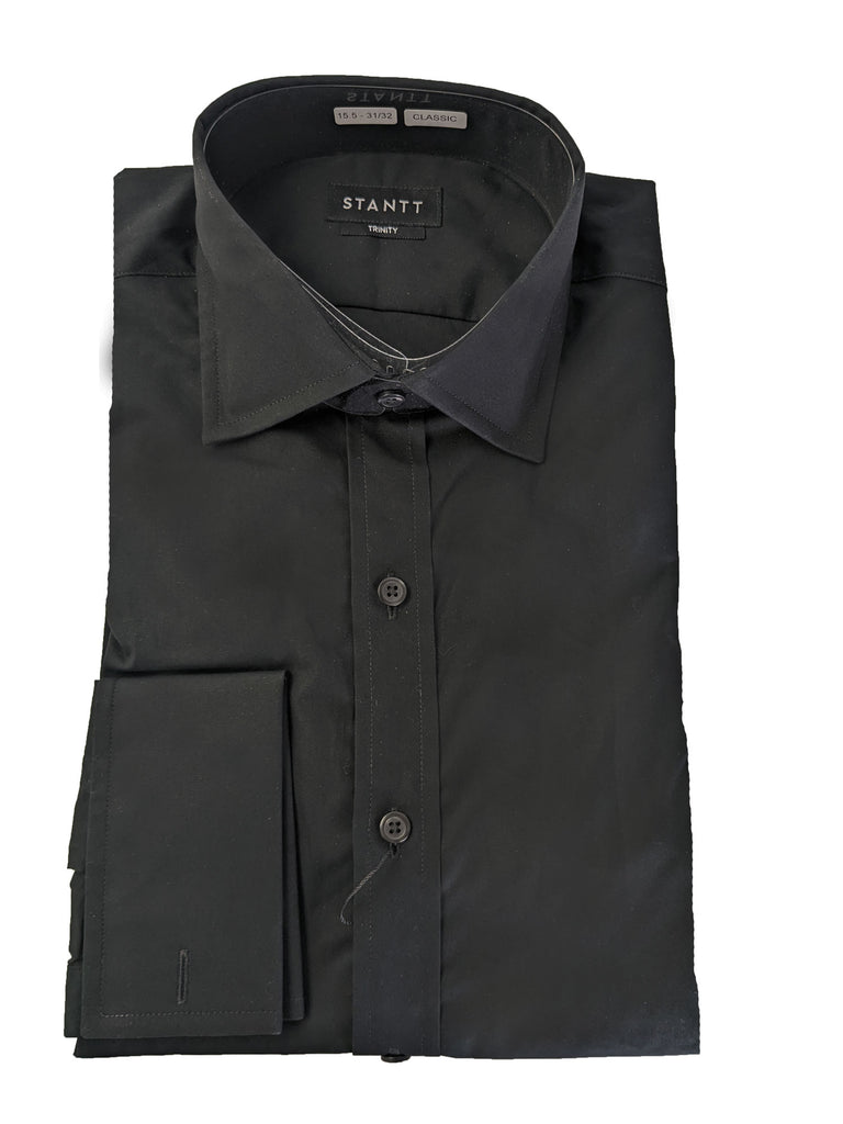 STANTT Men's Black Mod Spread French Cuff Shirt Trinity Fit 15.5- 31/32 NWT