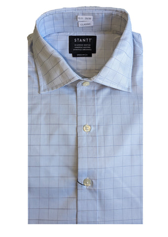 STANTT Men's Blue Prince of Wales Check Spread Shirt Greenwich Fit 15.5-35/36