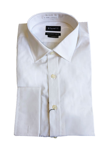 STANTT Men's White Fine Poplin Mod Spread French Cuff Shirt Jackson Fit NWT