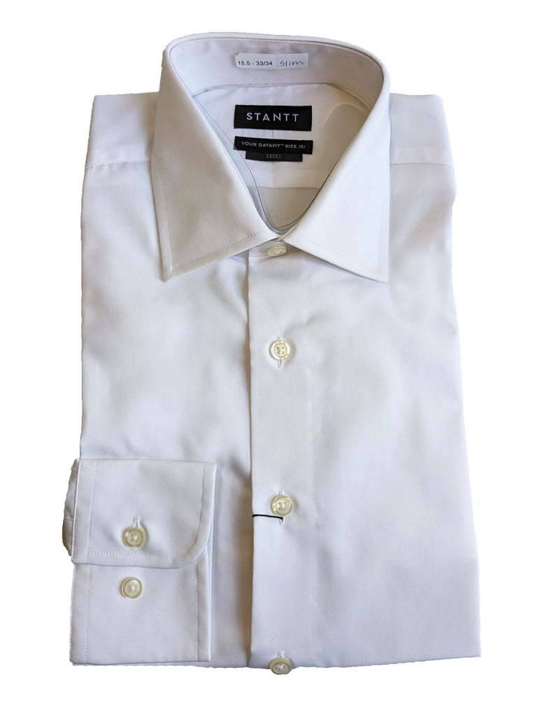 STANTT Men's White Poplin Mod Spread French Cuff and Front Shirt Essex Fit NWT