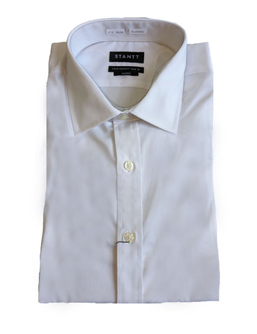 STANTT Men's White Poplin Mod Spread Button Up Shirt Morris Fit  NWT