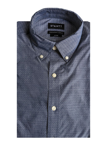 STANTT Men's Slate Diamond Dot Casual Button Up Shirt Moore Fit 14.5- 33/34