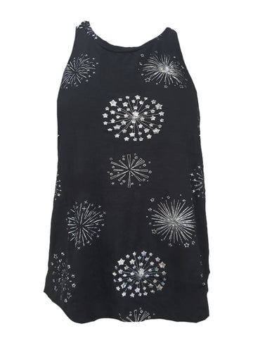 TEREZ Women's Black Hologram Starburst On Tank #22168308 NWT