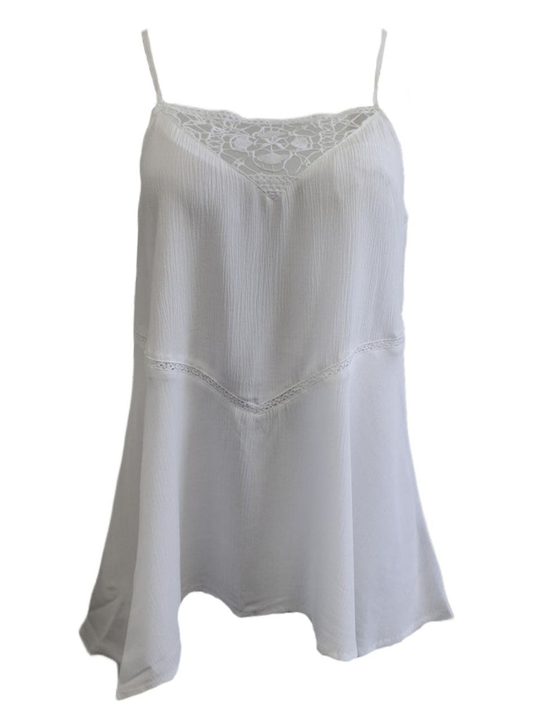 EXPRESS Women's White Rayon Soft Lace Square Neck Tank Shirt #976 Small NWT