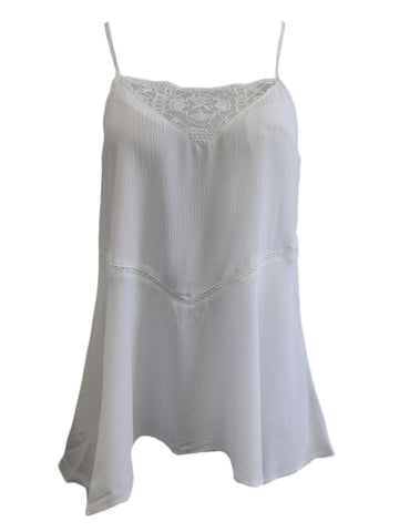 EXPRESS Women's White Rayon Soft Lace Square Neck Tank Shirt #976 Small NWT