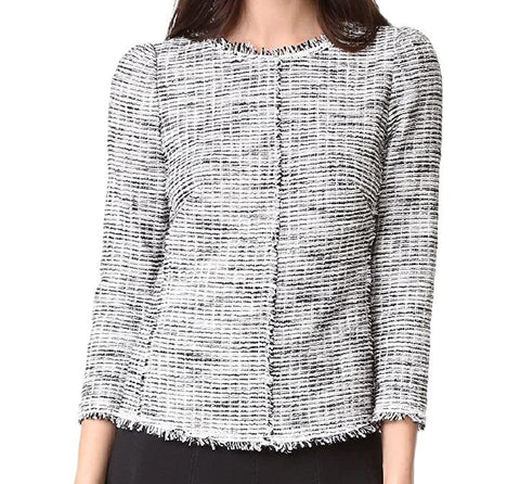 REBECCA TAYLOR Women's White Boucle Tweed Top #016617 2 NWT