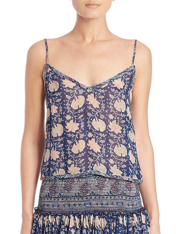 LOVESHACKFANCY Women's Topanga Cropped Floral Cami $135 NEW