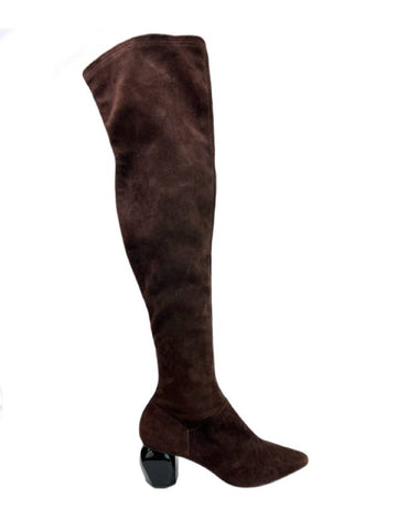 Max Mara Women's Cioccolato Umico Suede Knee Boots Size 9 NWB