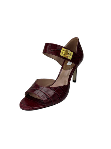 Max Mara Women's Bordeaux Verace Embossed Heeled Sadals Size 7 NWB