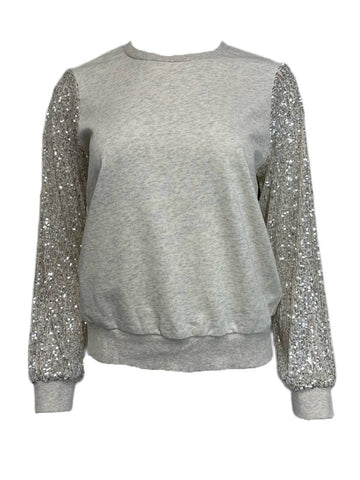 HEARTLOOM Women's Silver Vesta Sequin Sweatshirt Size S NWOT