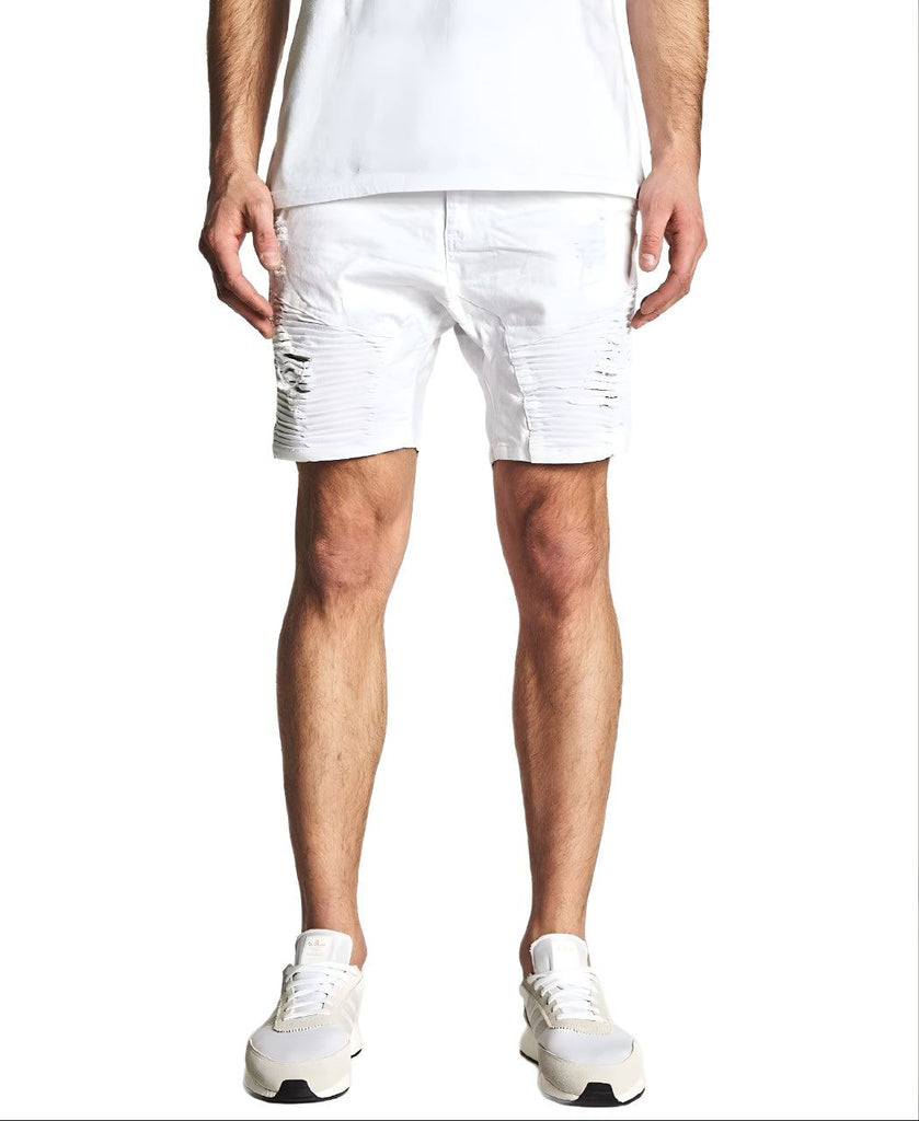 NENA&PASADENA Men's White Denim Destroyer Short #NPMDS002 34 NWT