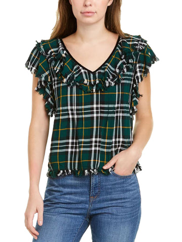 Faherty Women's Yosepha Top Small Ivy Plaid