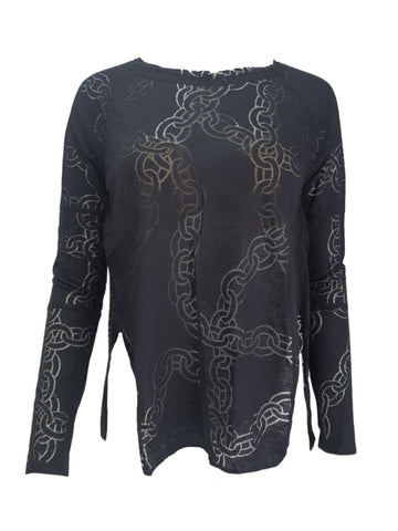 TEREZ Women's Black Chain Burnout Shirt #22157722 NWT