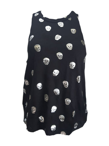 TEREZ Women's Black Starry Eyed Skull Tank #22168019 XS NWT