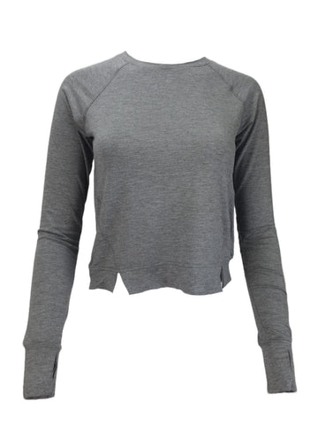 TEREZ Women's Grey Slitted Long Sleeve Shirt #12528026 Large NWT