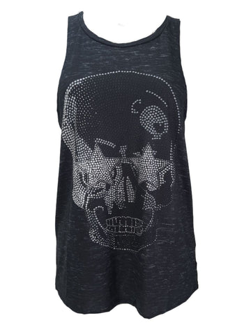 TEREZ Women's Black Starry Eyed Skull Tank Shirt #479027743 Medium NWT