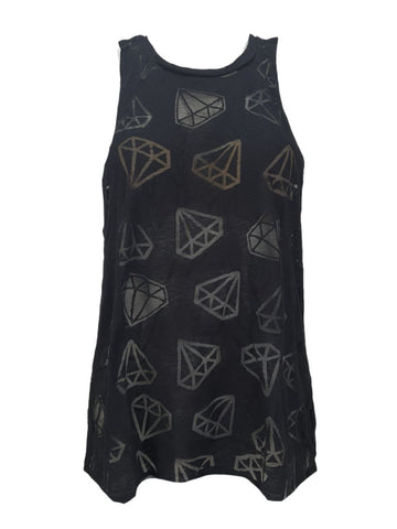 TEREZ Women's Black Dimond Burnout Tank Shirt #339021162 Medium NWT