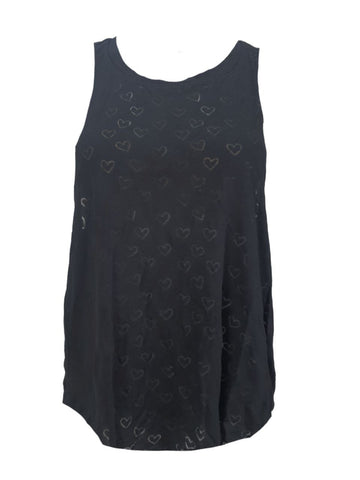 TEREZ Women's Black Hearts Burnout Soft Tank #25118686 X-Large NWT