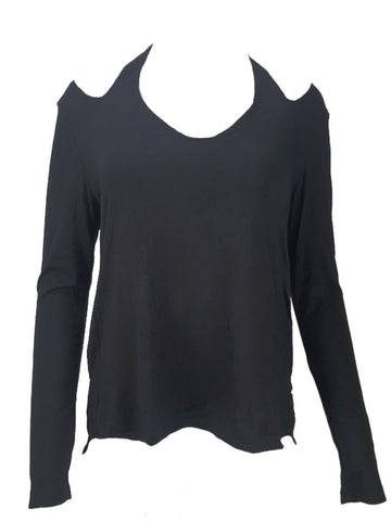 TEREZ Women's Black Long Sleeve Rib Shirt #22217728 NWT