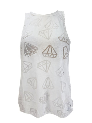 TEREZ Women's White Dimond Burnout Tank #339021093 Medium NWT