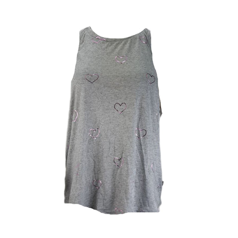 TEREZ Women's Grey Outline Hearts Tank #24548490 Large NWT