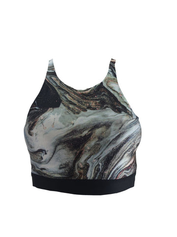 TEREZ Women's Multicolor Metallic Marble Sports Bra #24158378 XS NWT