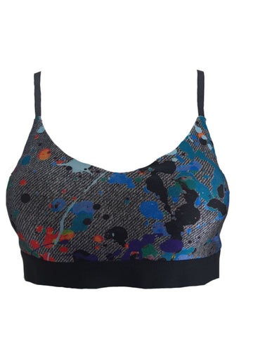 TEREZ Women's Multicolor Paint Party Sports Bra #36102829 Large NWT