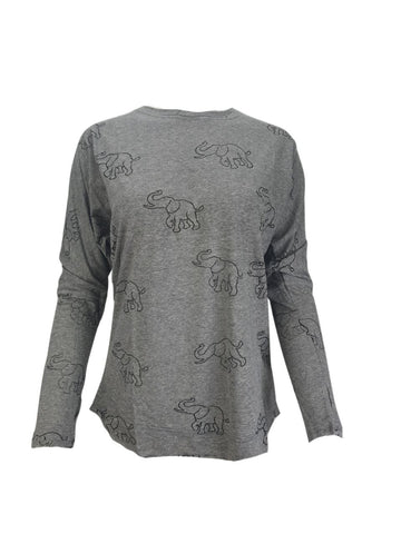 TEREZ Women's Grey Trunks Up Burnout Long Sleeve Shirt #35102809 Medium NWT