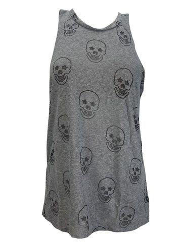 TEREZ Women's Grey Starry Eyed Burnout Tank Shirt #339027838 Large NWT