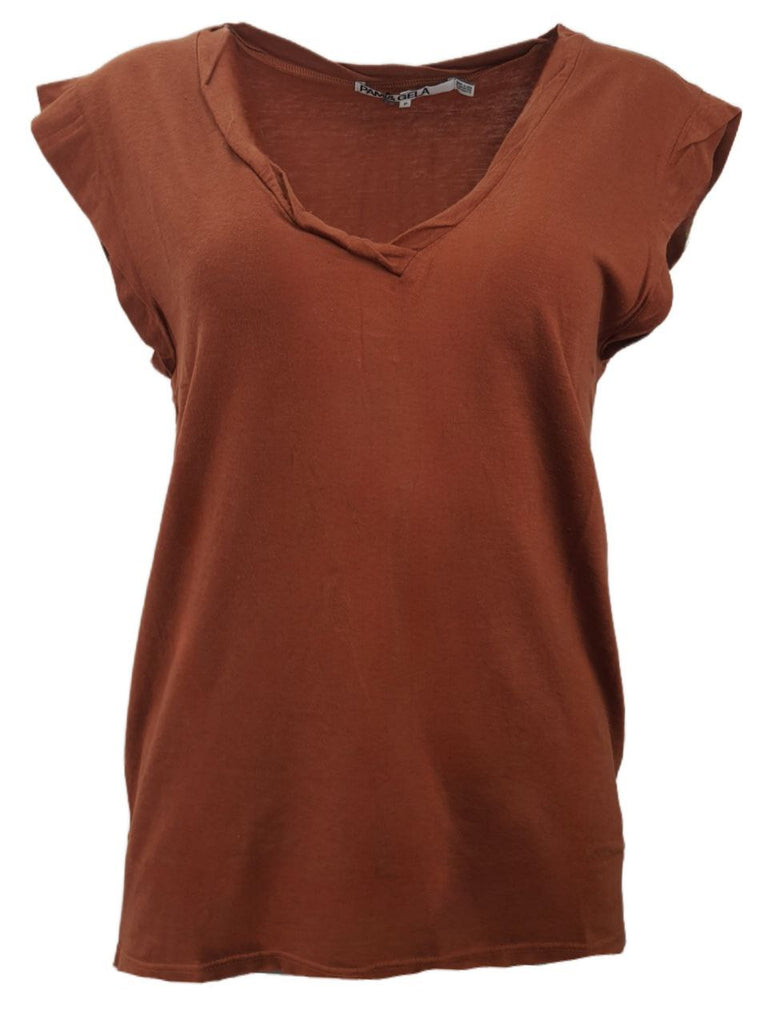 PAM & GELA Women's Brown Rust Kate Muscle Tee #G835 Petite X-Small NWT