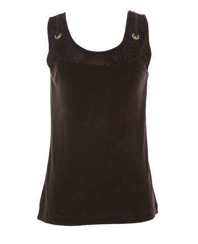 Joan Vass Women's Mesh Tank Top Earth Brown