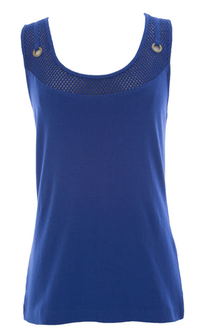 Joan Vass Women's Mesh Tank Top Persian Blue