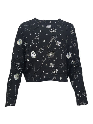 TEREZ Women's Black Hologram Star Wars Galaxy Sweatshirt #23608278 X-Small NWT