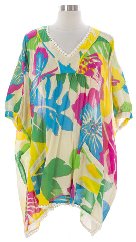 NAILA Women's Multi Floral Kaftan With Pocket MALA $130 NEW