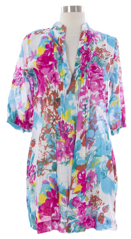 NAILA Women's Pink Ruffled Floral Tunic MIRTIPINK $130 NEW