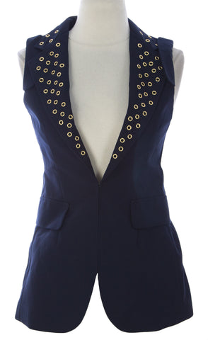 PRIORITIES Women's Navy Grommet Detail Vest #9054SPR $150 NEW