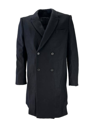 PUBLIC SCHOOL Men's Black Double-Breasted Virgin Wool Coat NWT